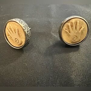 Tan and Silver Cufflinks or earrings by B. Roberts Shields Designs